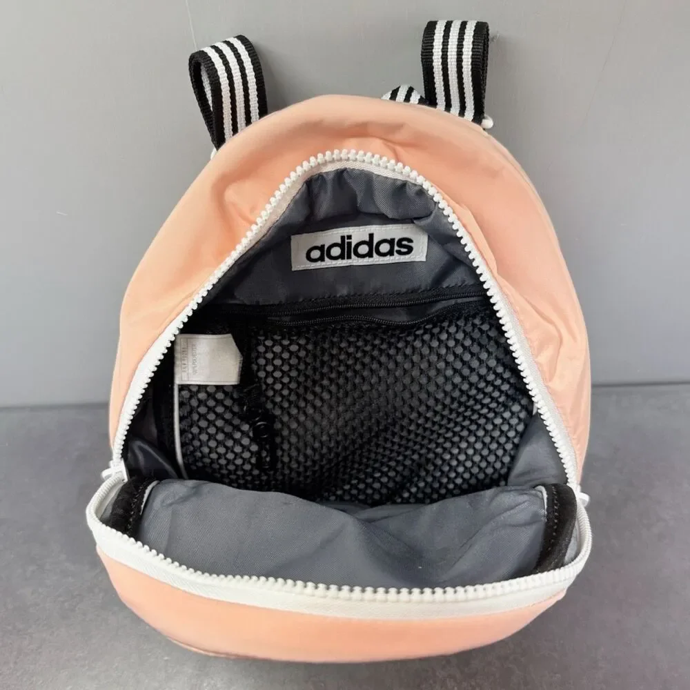 Adidas Mini Backpack Light Pink Quilted Back Glow White Logo